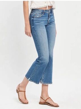 Lovervet Mid-Rise Light Blue Cropped Flare Jeans